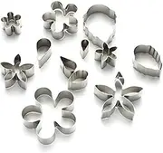 Keepaty 16 Pieces Spring Mini Cookie Cutters Leaf Rose Petal Teardrop Flower Shapes Metal Biscuit Cutter Cake Tool Sugar Craft DIY Mould Model Set