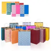 12PCS Paper Gift Bags with Handles in Solids and Geometric Patterns