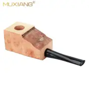 Pre Drilled Wood Briar Block Semi-Finished Straight Stem Tobacco Pipe DIY Kit