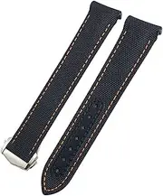 [SKXMOD] 19mm 20mm 21mm Canvas Leather Bottom Watchband For Omega Seamaster 300 Speedmaster AT150 Planet Ocean Nylon Watch Strap