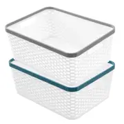 2x Boxsweden 35cm Brik Storage Basket Woven Container Organiser Box XL Assort
