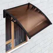 Instahut 1x6m Aluminium Ploycarbonate House Door Window Awning Canopy Outdoor Sun Shelter Cover-Brown