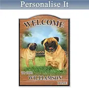 Puppy Love 'Pug' Personalised Welcome Sign