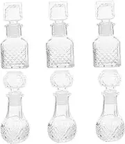 LIFKOME 6Pcs Transparent Crystal Liquor Decanter for Wine Tasting Parties and Gifting Elegant Design with Excellent Sealing for Freshness Preservation