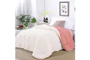 Rose Tan Sherpa Fleece Reversible 3 Pcs Comforter Set Queen Comforter Sets Queen