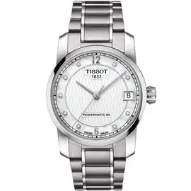 TISSOT TITANIUM AUTOMATIC Lady 鈦金屬真鑽精鑲女性優雅腕表-銀-T0872074411600