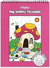 Ohuhu Double-Sided Bleedproof Colouring Book for Alcohol Markers - 8"x10" My Simple Pleasure Coloring Book - 20 Sheets/40 Patterns - Top Spiral-Bound Design Adults Teens