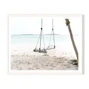 Window Swing Framed Printed Wall Art - White