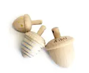 3pc Kiko & gg Dongri Acorn Wooden Spinning Top Kids/Children Toy 5y+ Silver