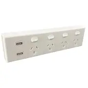 4 Pack x 3A AU Quad Power Point 10A 250v with 2 USBs - 4 Gang GPO Socket Outlet