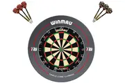 Winmau Blade 6 DUAL CORE Dart Board + BLADE 6 Grey Dartboard Surround + Darts