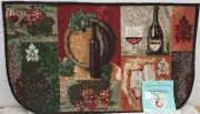 PRINTED NYLON KITCHEN RUG (nonskid)(18"x30") WINE & GRAPES PATCHWORK, D shape,SC