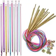 Tunisian Crochet Hooks, 23 Pieces Colorful Knitting Needles Set - Tunisian Crochet Hooks Set | Long Smooth Afghan Crochet Tool, Knitting Tool for Carpets, Scarves, Hats, Blankets