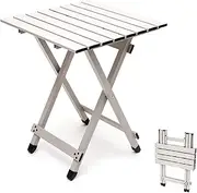 Sunnyfeel Aluminum, Collapsible Camping Table, Compact Lightweight Folding Table, Hard-Topped, Multi-Use for Beach/Lawn/Outdoor/Indoor/Travel/Picnic/Festival/BBQ, Foldable Camp Tables (Grey)