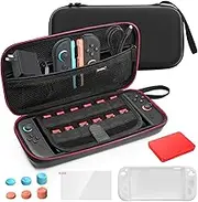 Sehawei Protective Hard Shell Travel Case for Switch 2,10-in-1 Bundle w/ Silicone Cover, Tempered Glass, Holds 12 Games Cards & Thumb Grips