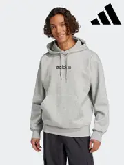 adidas Grey Essentials Linear Fleece Hoodie (E40798) | $104