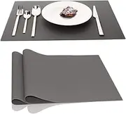 Silicone Placemats, Placemats for Dining Table Set of 2 Non Slip Heat Resistant Table Mats (Grey, One Size)