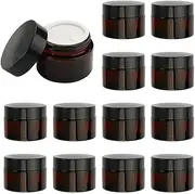 Pack of 12 Amber Glass Empty Jars, 30 ml Brown Glass Ointment Jars, Cream Jars, Brown Glass Cream Jars, Ointment Containers, Cosmetic Containers, Brown Glass Container with Lid and Liner for Cosmetics
