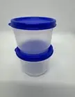 Tupperware Snack Cups Set Of 2 Clear With Blue Seal New