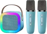 Microphone and Speaker Set,Karaoke Machine | Portable Wireless Karaoke Speaker with 2 Wireless Microphones for Birthday Parties, Home, Outdoor