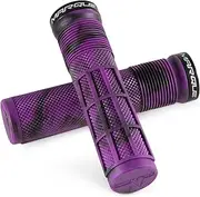 [MARQUE] Race Mountain Bike Handlebar Grips – Single Lock-On Ring Collar MTB and BMX Bicycle Handle Bar with Non-Slip Grip, Knurly Gritty Pattern and Half Waffle Pattern