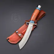 Rare!!! Custom Handmade D2 Turquoise Parang Knife Stacked Leather Micarta Handle
