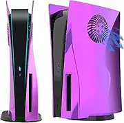 Chrome Purple PS5 Faceplate with Cooling Vents Cover Electroplated Gloss Replacement Plates Shell Accessory for Playstation 5 Disc Edition