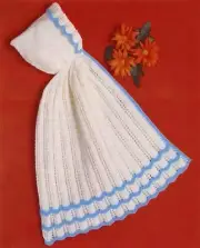 Vintage Baby Knitting Pattern Carrying Cape Hood Blue Scallops 8ply Brushed Yarn