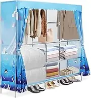 Fabric Covered Closet Portable Wardrobe Organizer Easy Assembly Storage Rack for Bedroom Dressing Room Home