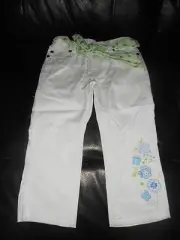 Girls Size 2 Pumpkin Patch white stretch sateen embroidered pants BNWT