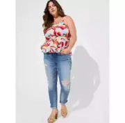 Torrid Women's Multicolor Peplum Gauze Square Neck Cami Tank Tops Size 00 NWT
