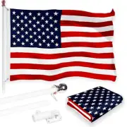 Combo Pack: 6 Feet Tangle Free Spinning Flagpole (White) USA American Flag