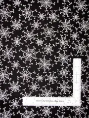Halloween Fabric Spider Webs Black Here We Glow in Dark Cotton Henry Glass Yard