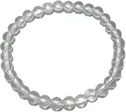 [WOODVIR] Natural Clear Quartz Bracelet, 6mm Polished Round Crystal Beads, Stretch Adjustable Energy-Cleansing Jewelry for Focus, Clarity & Positive Vibes, Healing Stone for Meditation & Mental Protection, White crystal