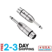 2 Pack XLR Female to 1/4" TS Mono Adapter - Robust Audio Solution for Musicians