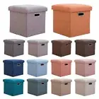 Folding Storage Ottoman Square Footstool 11.81x11.81x11.81inch for Living Room