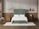 My Style Buttoned Headboard & Gas Lift Base - Queen / Seaglass / Drawer Base