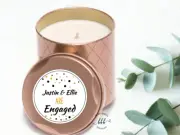12 White Round Stickers Labels Engaged Engagement Party Personalised 5cm