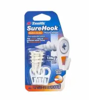Zenith Sure Hook MEDIUM ANCHOR PICTURE HANGER up to 10kg Frame WHITE- 3pcs
