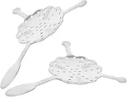 iplusmile 2Pcs Stainless Steel Absinthe Spoon Hollow Out Design for Efficient Filtering Unique Triple Handles for Controlled Sugar Dissolution Versatile Accessory for Home and Bar