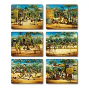 Country Kitchen The Old Hometown Cinnamon Cork Backed Placemats Set 6