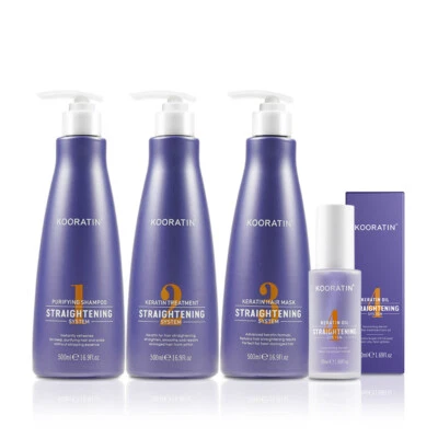 Keratin Treatment Hair Straightening Set Premium 4 Step Purify Shampoo, Keratin