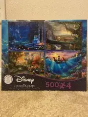 Disney Thomas Kinkade Four (4) 500 Piece Jigsaw Puzzles 18" x 14" New in Box (1)