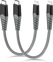 AHGEIIY USB C to Lightning Cable, 0.3M 2Pack Short USB-C to Lightning Cable Apple MFi Certified Lightning Cable iPhone Fast Charger for iPhone 14 13 12 Mini Pro Max 11 X XS XR 8 iPad iPod