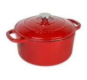 Lodge Cast Iron 5.5 Quart Red Enameled Dutch Oven With Lid and Loop Handles NEW