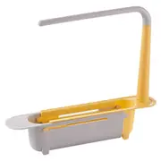 Expandable Drain Basket Organizer Telescopic Sink Rack Storage Holder Yellow