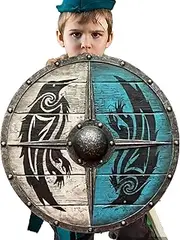 Wooden Shield - Decorative Shield Toy for Restaurant - Medieval Eivor Valhalla Shied Toy Authentic BattleWorn Shield, Cosplay Decorative Shield M/b