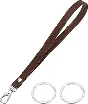 [uxcell] Wristlet Strap PU Leather Keychain Wristlet Lanyard Hand Strap Replacement with 2 Silver Rings, 7 Inch Fit for Wallet Purse Clutch Key (Brown)