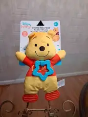 Disney Baby Cuddly Winiee The Pooh Teether Plush Crinkle Sounds Silicone