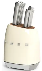 SMEG 6 knife block set white color stainless steel